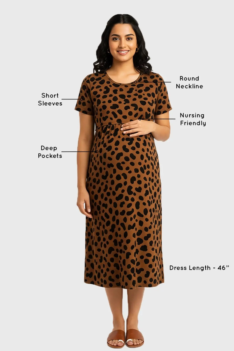 Micro Leopard Zipless Feeding Gown