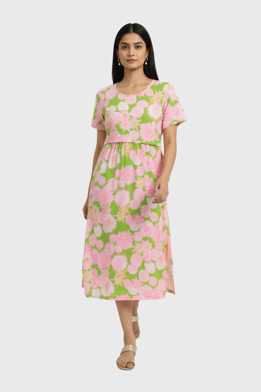 Groovy Floral Zipless Feeding Gown