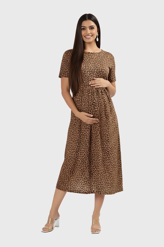Micro Leopard Zipless Feeding Gown