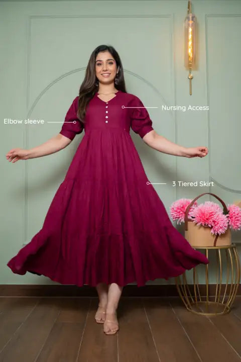 Burgundy Bliss Feeding Dress
