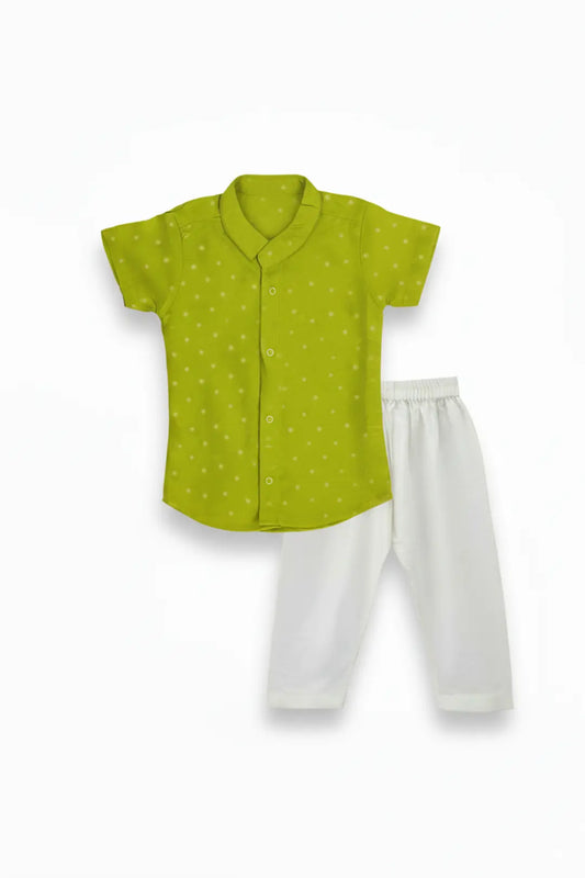Lime Green Silk shirt & Pant Set