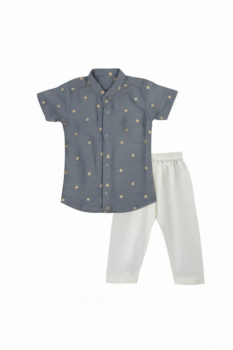 Grey Silk shirt & Pant Set