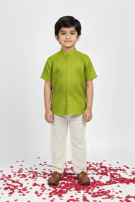 Lime Green Silk shirt & Pant Set