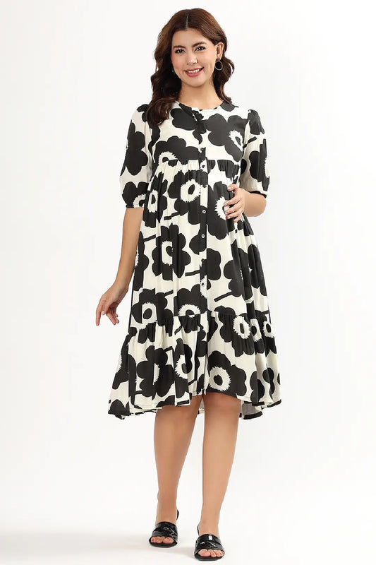 Monochrome Bloom Feeding Dress