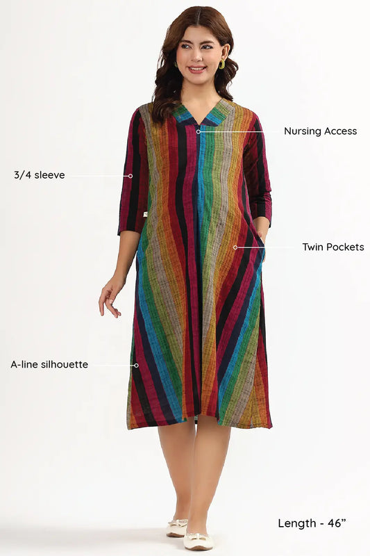 Rainbow Stripes Feeding Dress