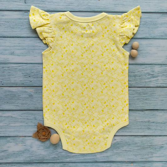Yellow Cute Frilled Patterns Naughty Romper