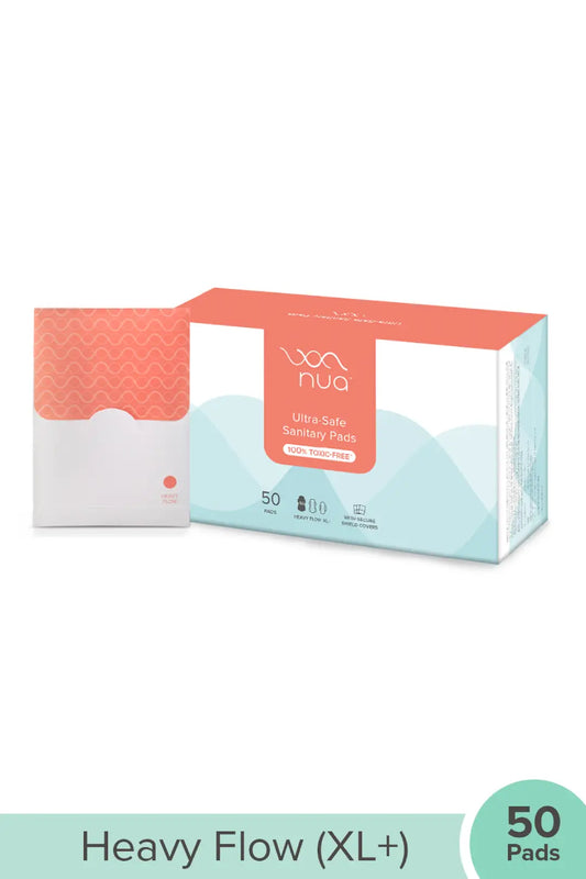 Nua Ultra-Safe Sanitary Pads For Women | 50 Ultra Thin Pads |Heavy Flow-XL+