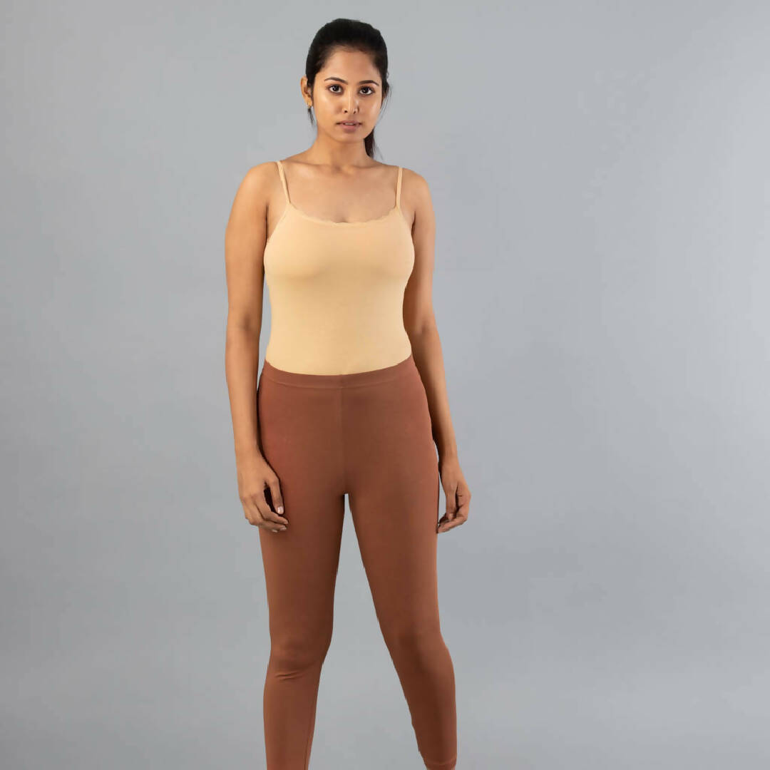 Coco Brown Cotton Ankle Leggings