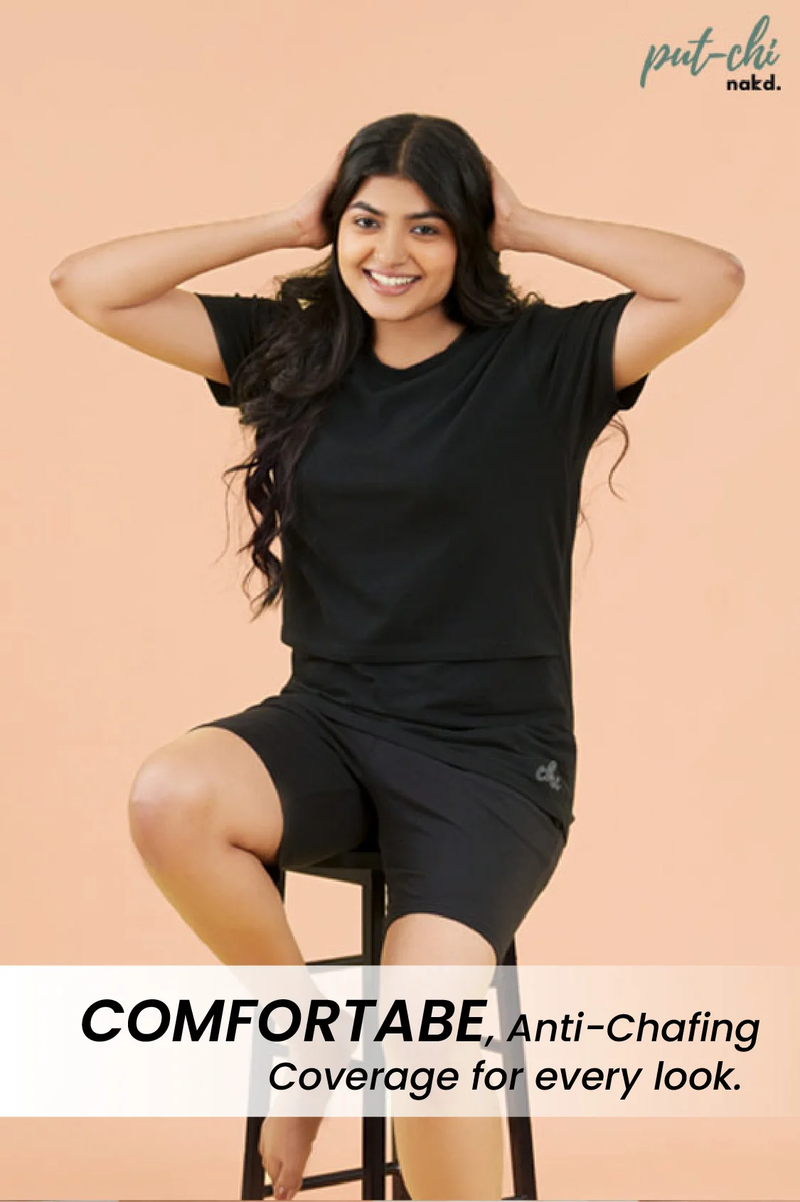 Black Anti Chafing Maternity Shorts - Thigh Rub Prevention Short