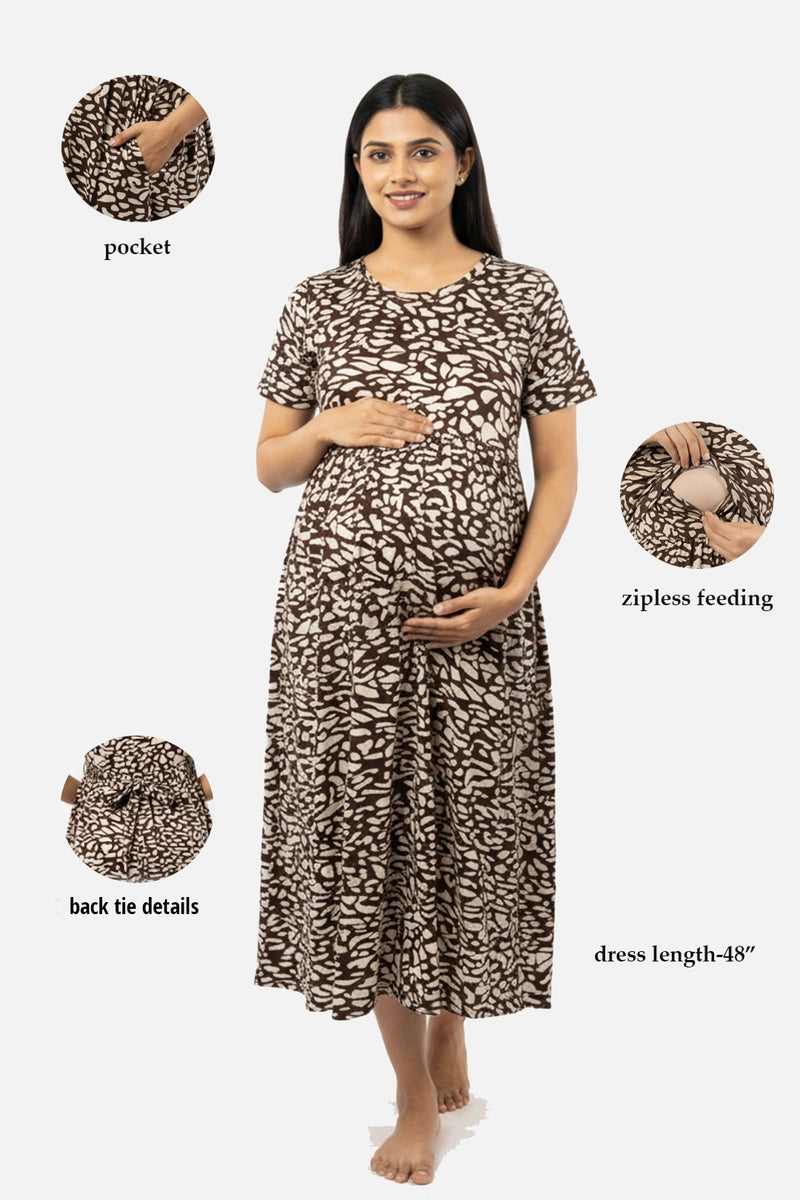 Safari Spot Zipless Feeding Gown
