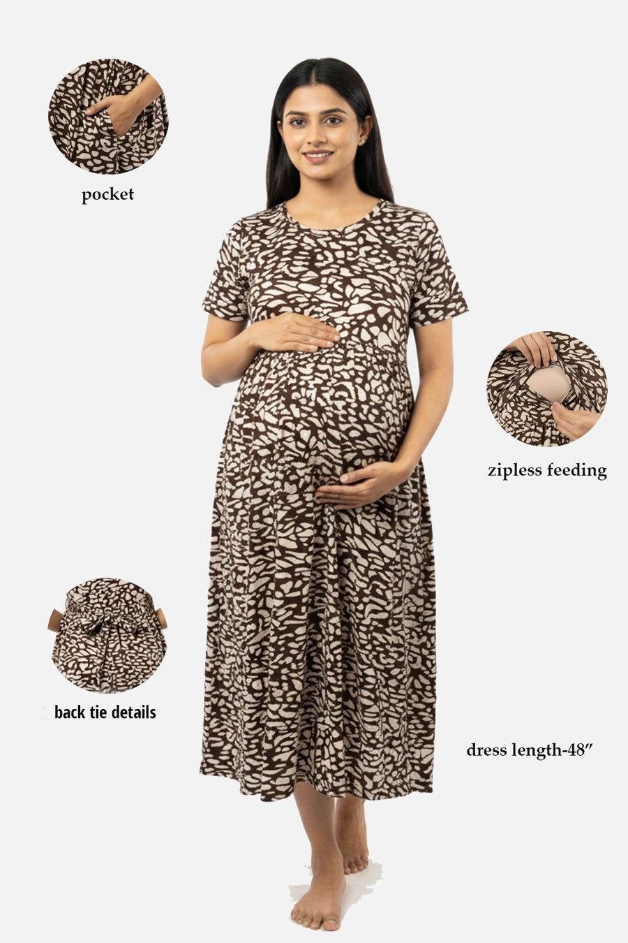 Safari Spot Zipless Feeding Gown