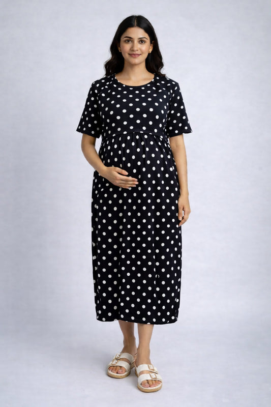 Blackberry Polka Zipless Feeding Gown