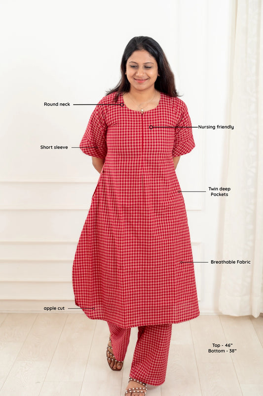 Crimson Plaid Feeding Co-ord Set