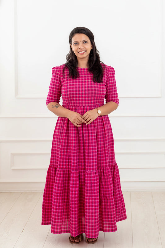 Rose Checks Feeding Dress