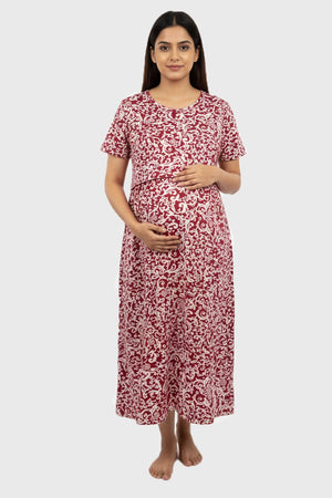 Red Swirl Zipless Feeding Gown