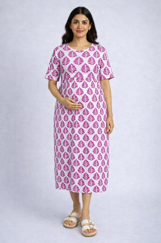 Flamingo Feather zipless Feeding Gown