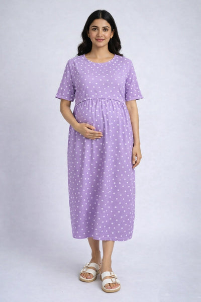 Orchid Polka zipless Feeding Gown