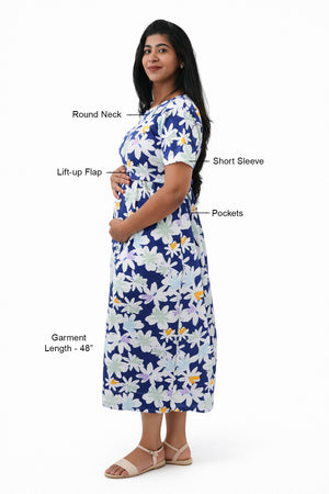 Indigo Garden Zipless Feeding Gown