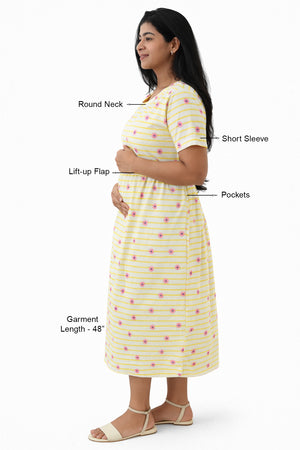 Fresh Daisy Stripe Zipless Feeding Gown