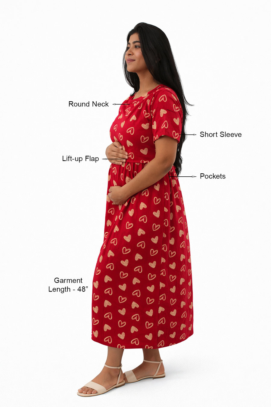 Ruby Hearts Zipless Feeding Gown