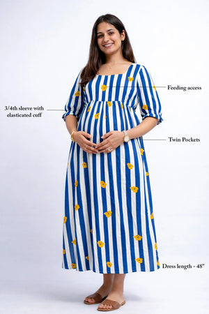 Indigo Bloom Feeding Dress
