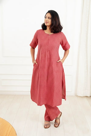 Crimson Plaid Feeding Co-ord Set