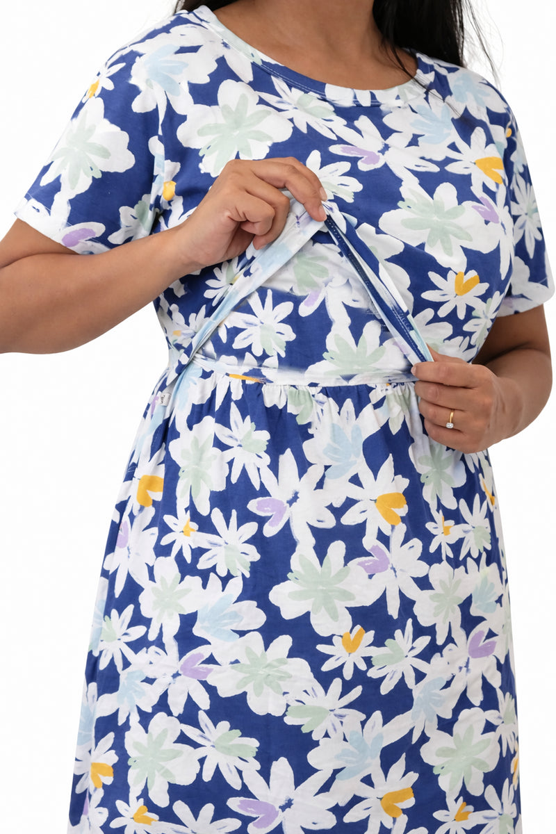 Indigo Garden Zipless Feeding Gown