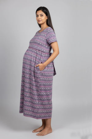 Geometric Bloom Zipless Feeding Gown