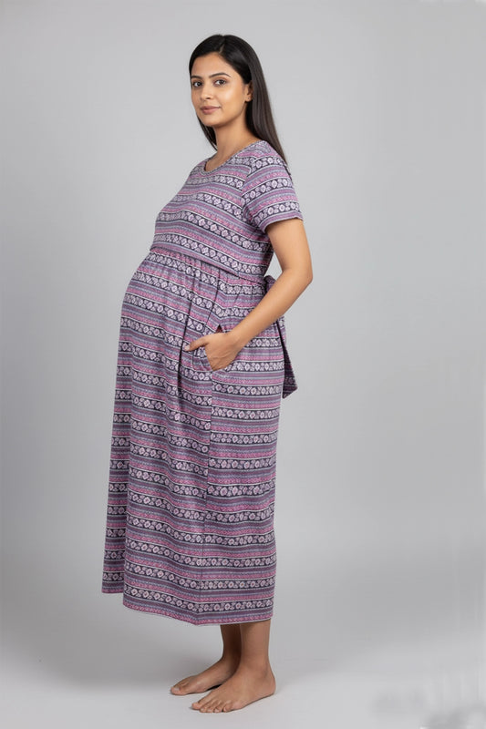 Geometric Bloom Zipless Feeding Gown