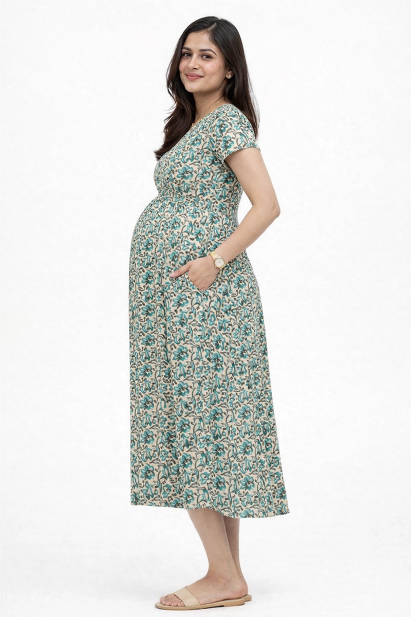 Teal Charm Feeding Dress