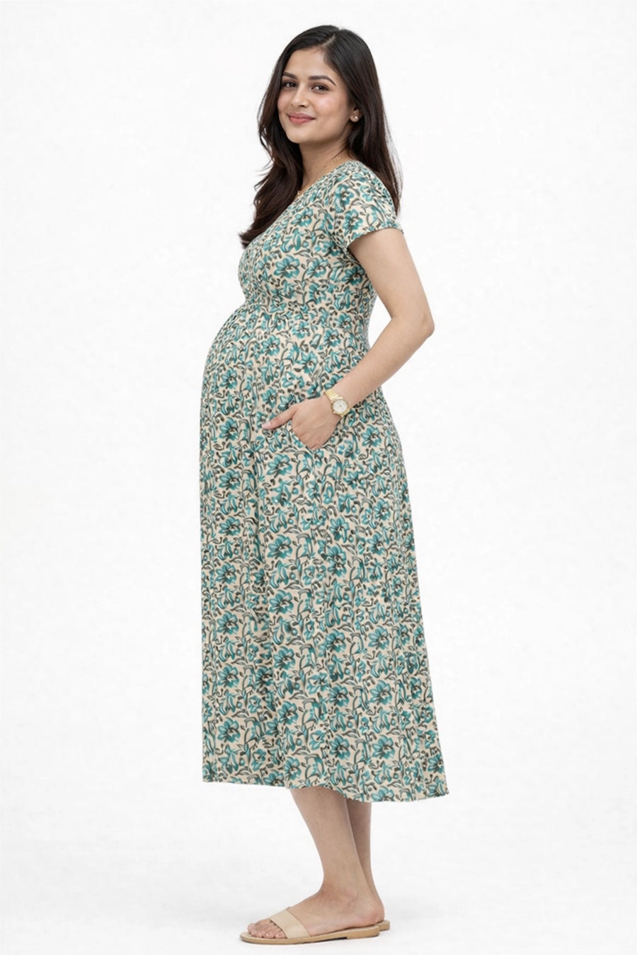 Teal Charm Feeding Dress