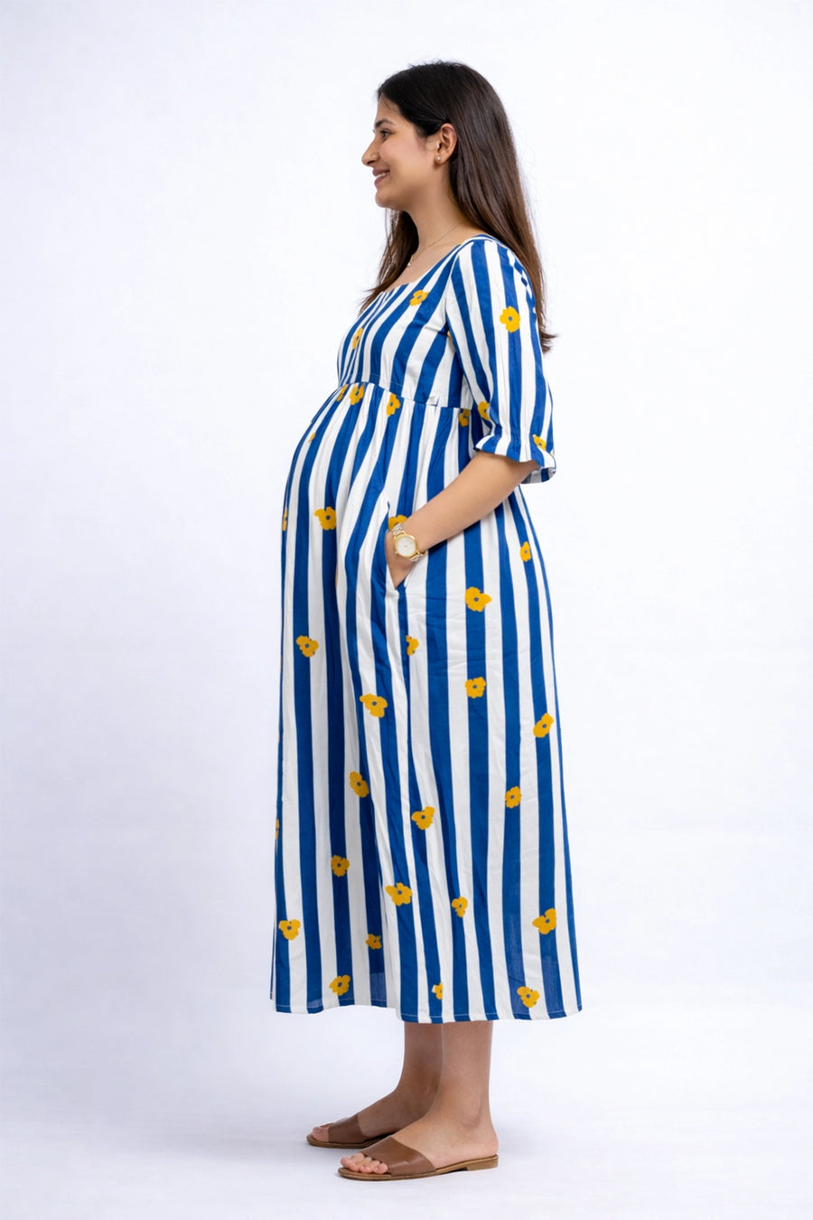 Indigo Bloom Feeding Dress