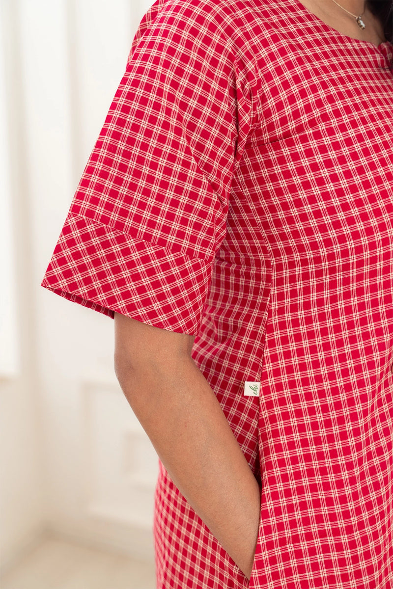 Crimson Plaid Feeding Co-ord Set