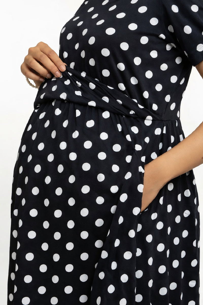 Blackberry Polka Zipless Feeding Gown