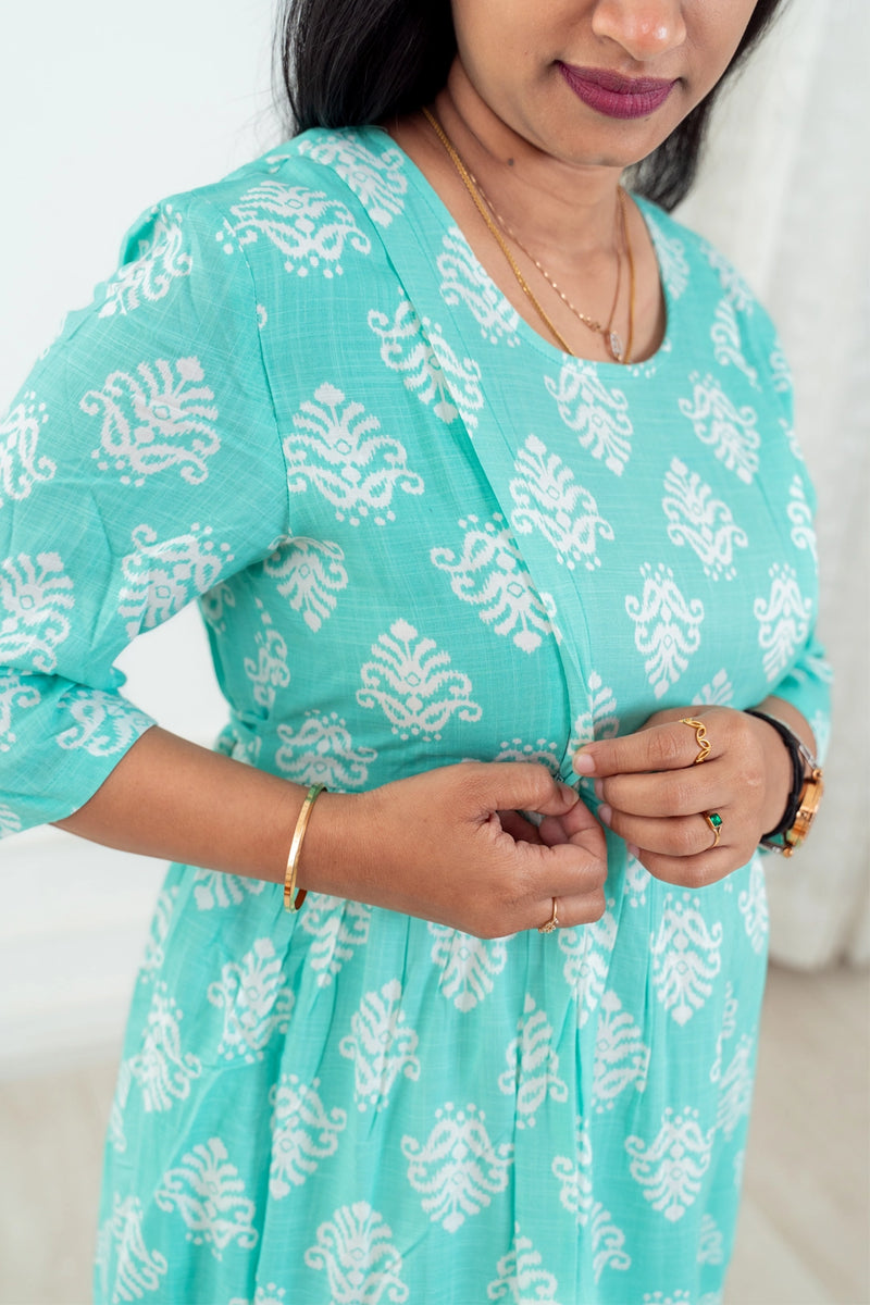 Paisley Teal Feeding Dress