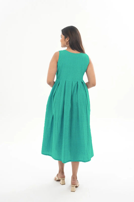 Turquoise Sleek Slit Feeding Dress