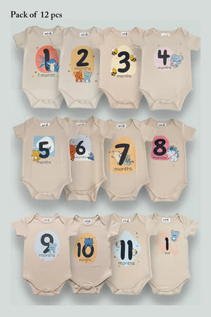 Pack of 12 - Number Parade Milestone Onesies