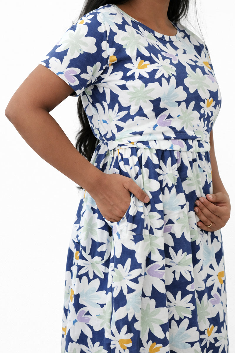 Indigo Garden Zipless Feeding Gown