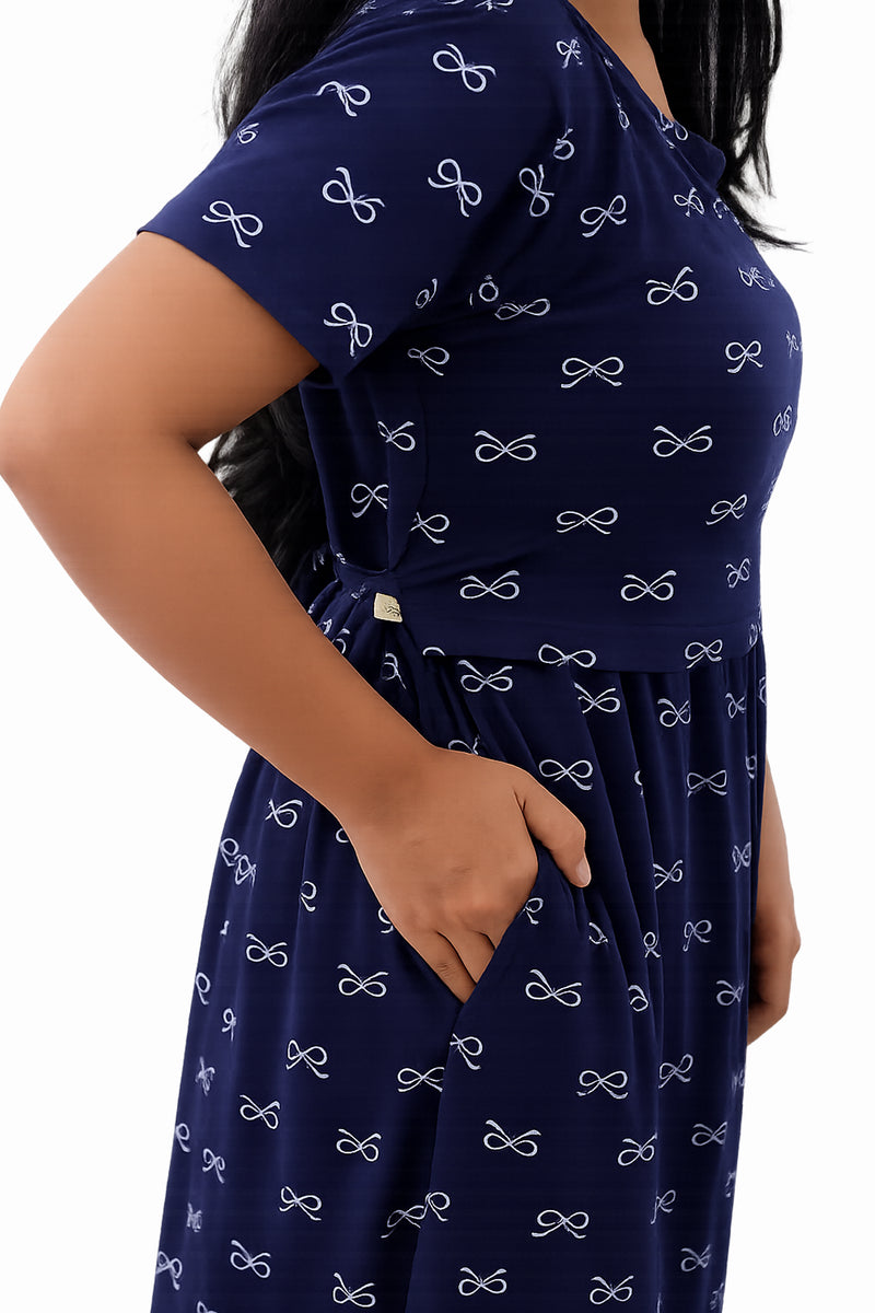 Navy Bow Whisper Zipless Feeding Gown
