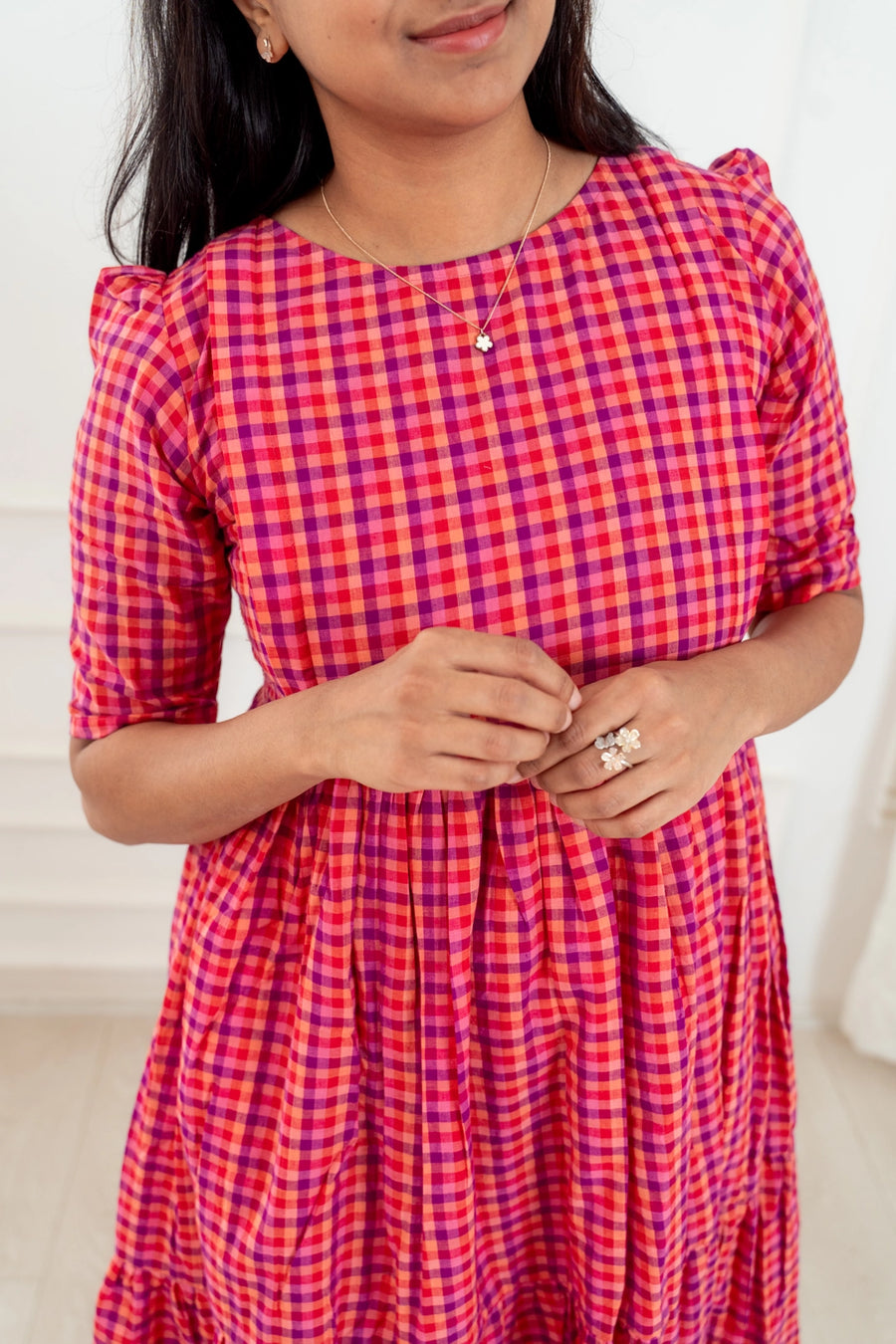 Peony Plaid Feeding Dress
