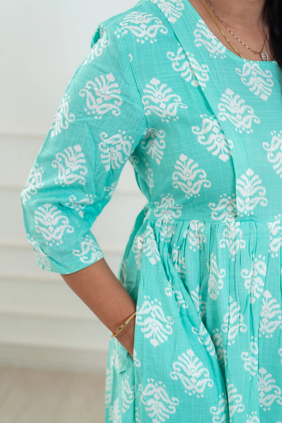 Paisley Teal Feeding Dress