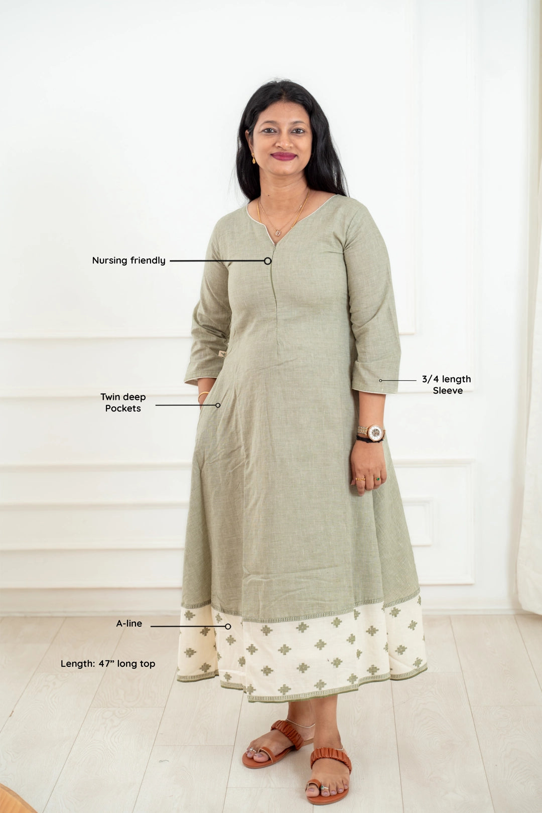 Silver Aura A-Line Maternity Dress