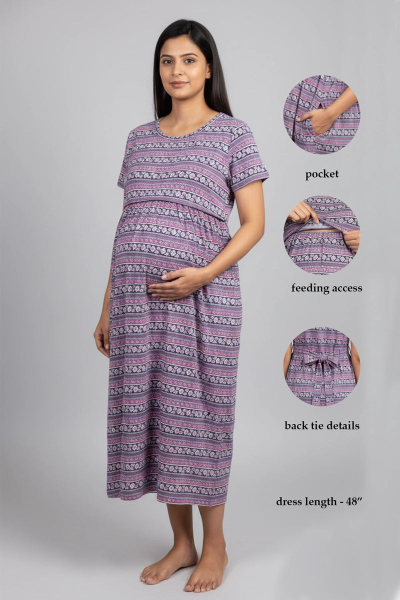 Geometric Bloom Zipless Feeding Gown