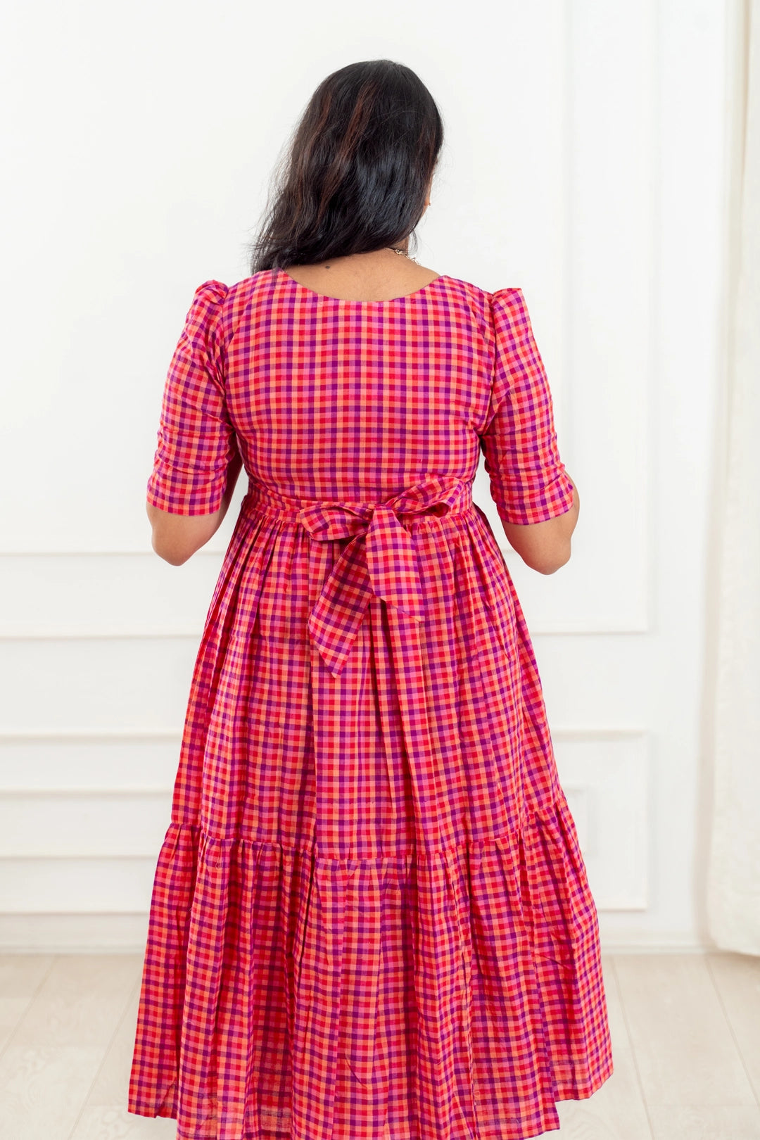 Peony Plaid Feeding Dress