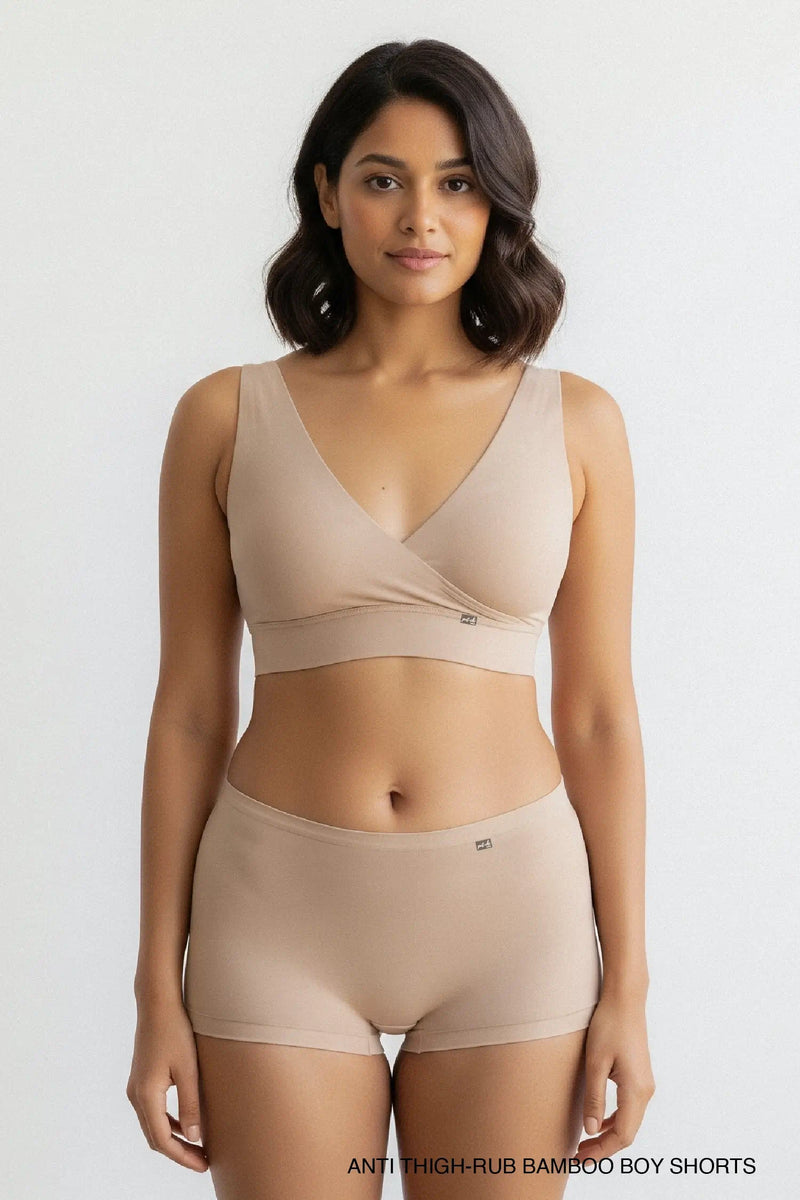 Anti Thigh-Rub Bamboo Boy Shorts - Winter Beige