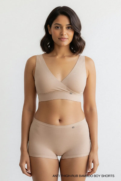 Anti Thigh-Rub Bamboo Boy Shorts - Winter Beige