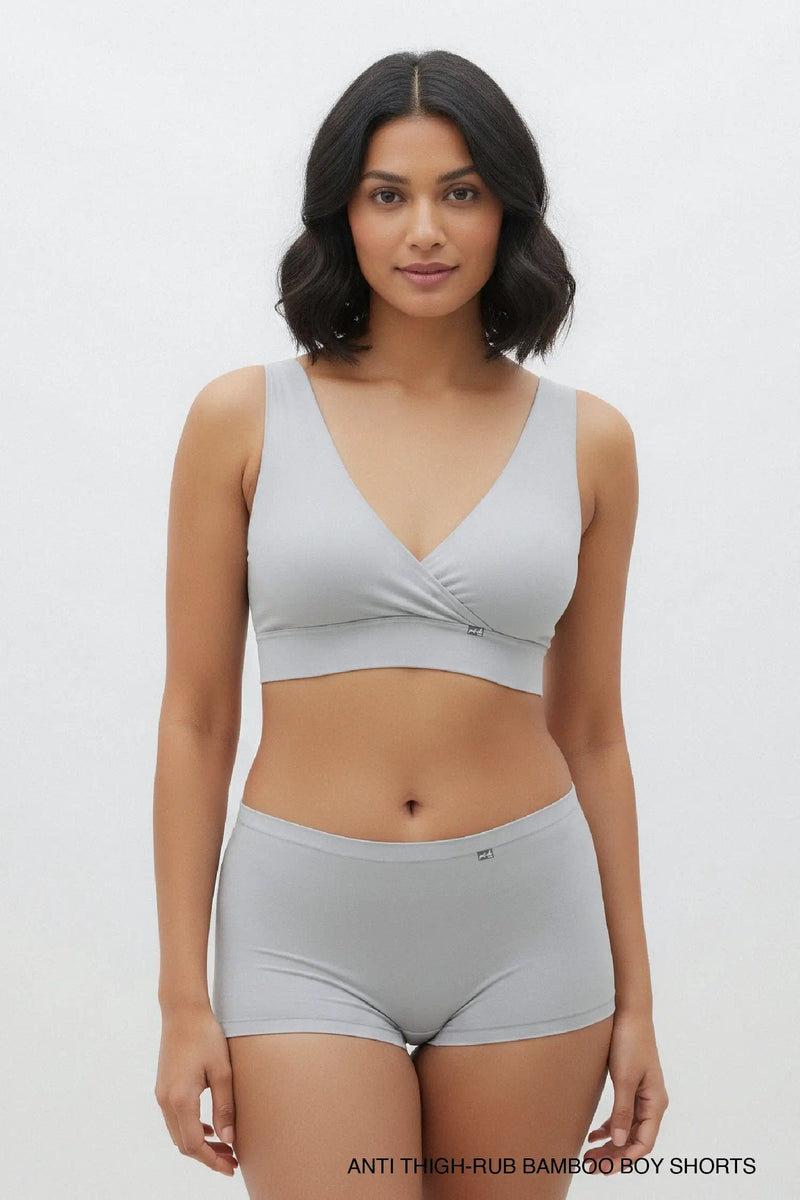 Anti Thigh-Rub Bamboo Boy Shorts - Limestone Grey