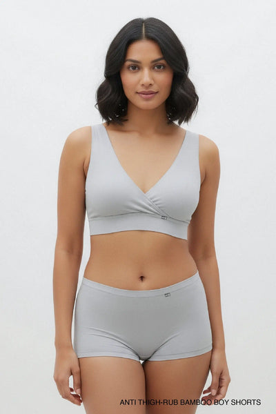 Anti Thigh-Rub Bamboo Boy Shorts - Limestone Grey