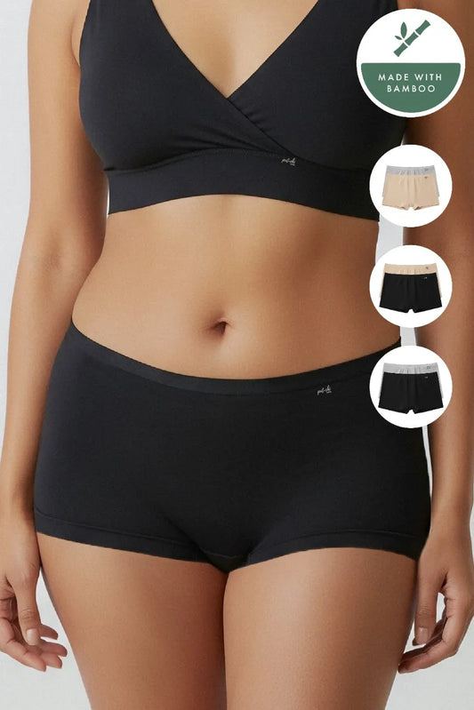 Anti Thigh-Rub Bamboo Boy Shorts - Pack of 2(Assorted)