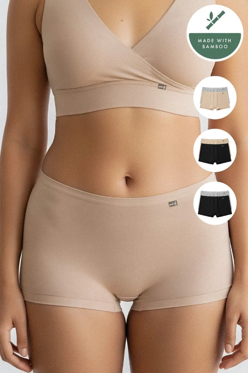 Anti Thigh-Rub Bamboo Boy Shorts - Pack of 2(Assorted)